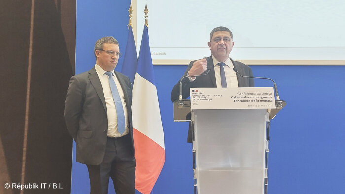 G. à Dr. : Vincent Strubel (Président) et  Jérôme Notin (DG) du GIP Acyma (Cybermalveillance.gouv.fr - © Républik IT / B.L.