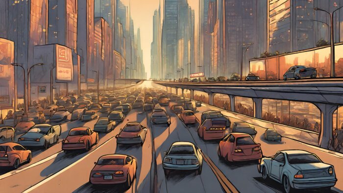 Selon le baromètre Alphabet, l’usage de la voiture se stabilise à 75 % en France. - © Générée par IA avec Canva