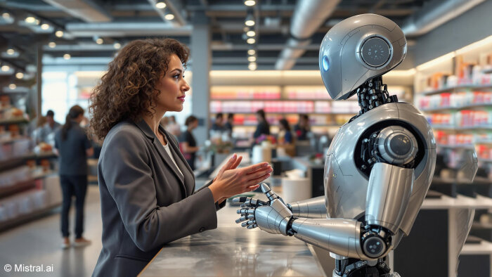 Discuter avec un robot ne plaît pas aux clients. - © Mistral.ai