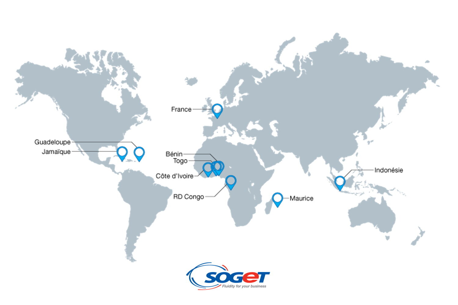 Implantations de la Soget dans le monde - © Soget