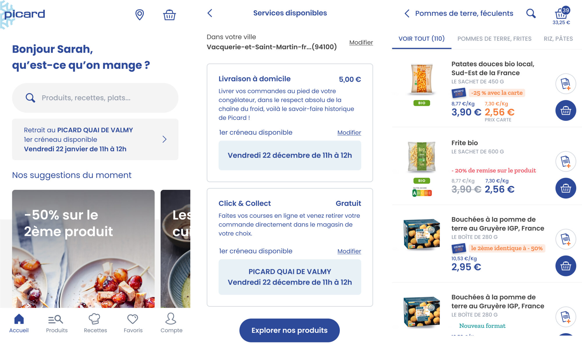 Captures d’écran de l’app mobile. - © Picard