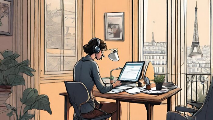 Selon le dernier Baromètre des Franciliens, 45 % des actifs pratiquent le télétravail régulièrement. - © Générée par IA avec Canva