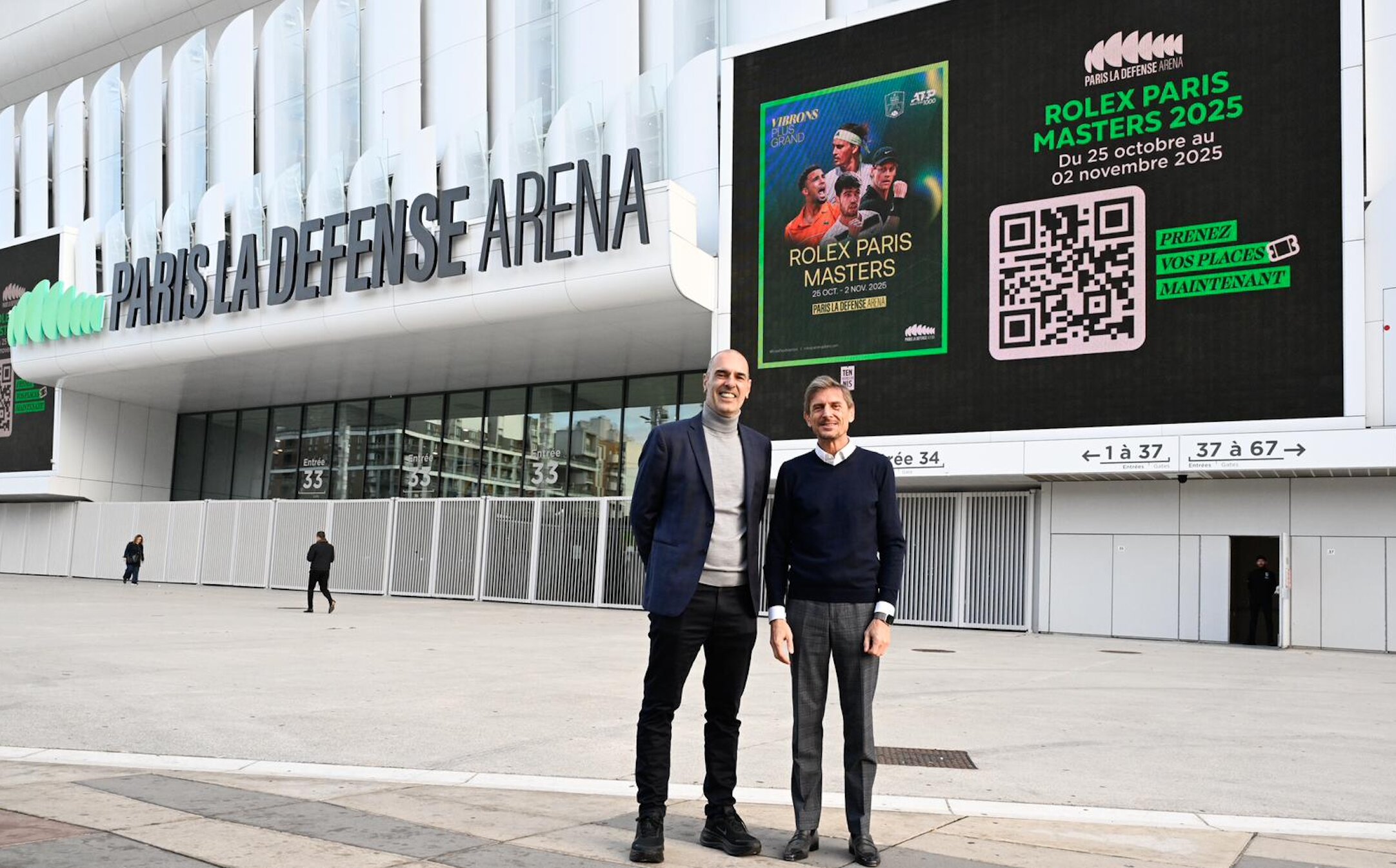 Cédric Pioline, directeur du tournoi, et Frédéric Longuépée, président de Paris La Défense Arena - © D.R.