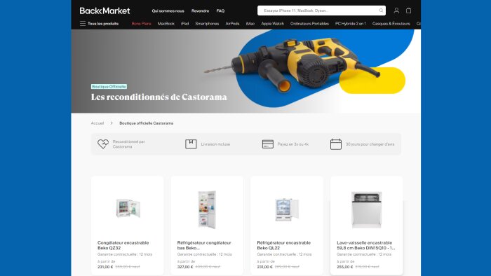 Castorama dispose d’une boutique sur le site Back Market pour valoriser son offre de seconde main. - © D.R.