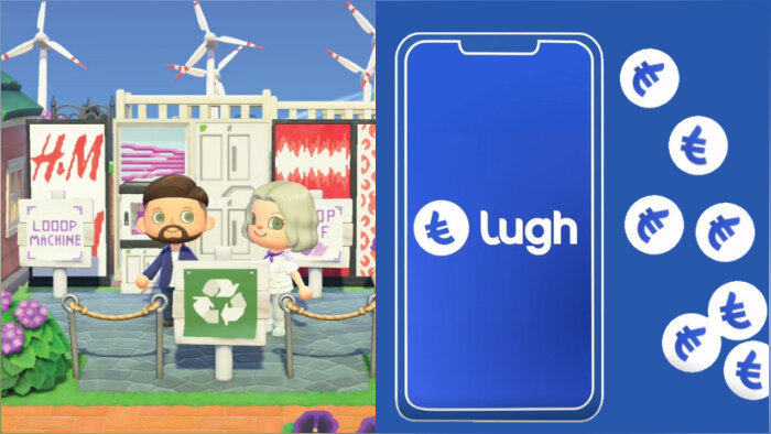 A gauche, H&M mise sur Animal Crossing, à droite, Lugh est la crypto du groupe Casino. - © D.R.