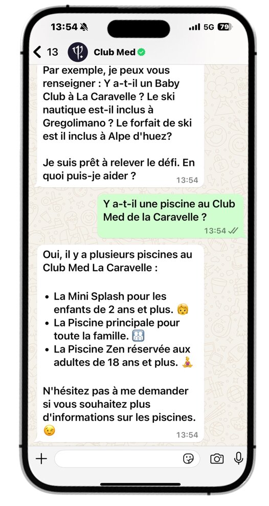 Chatbot Whatsapp du Club Med - © Club Med