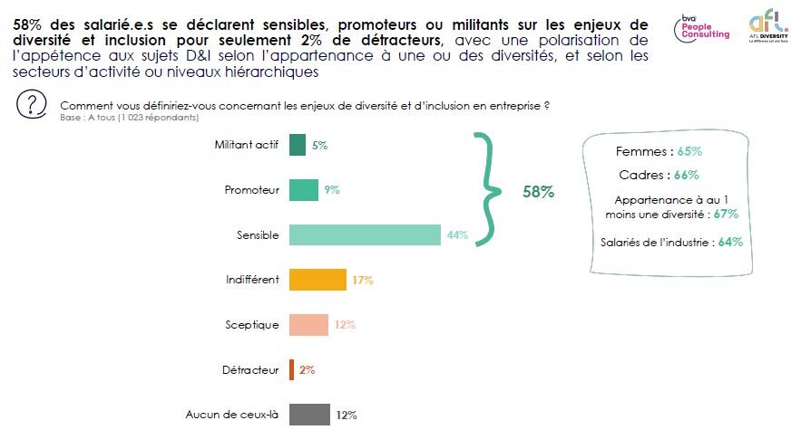 Principal slide de l’enquête 2024 de BVA people Consulting pour le compte d’AFL Diversity - © D.R.