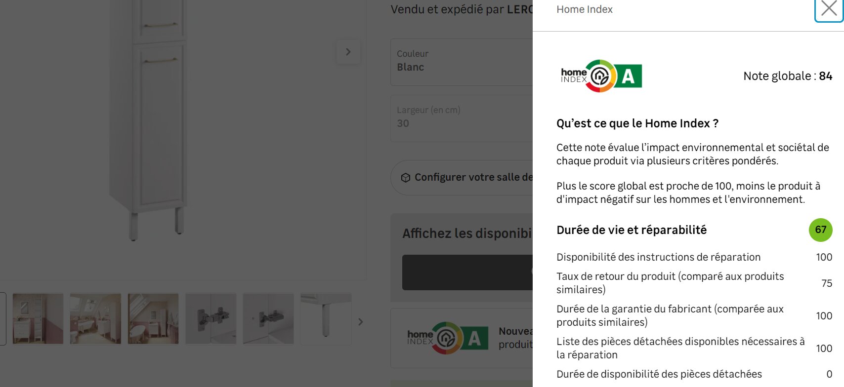 La fiche Home Index sur le site marchand - © D.R.