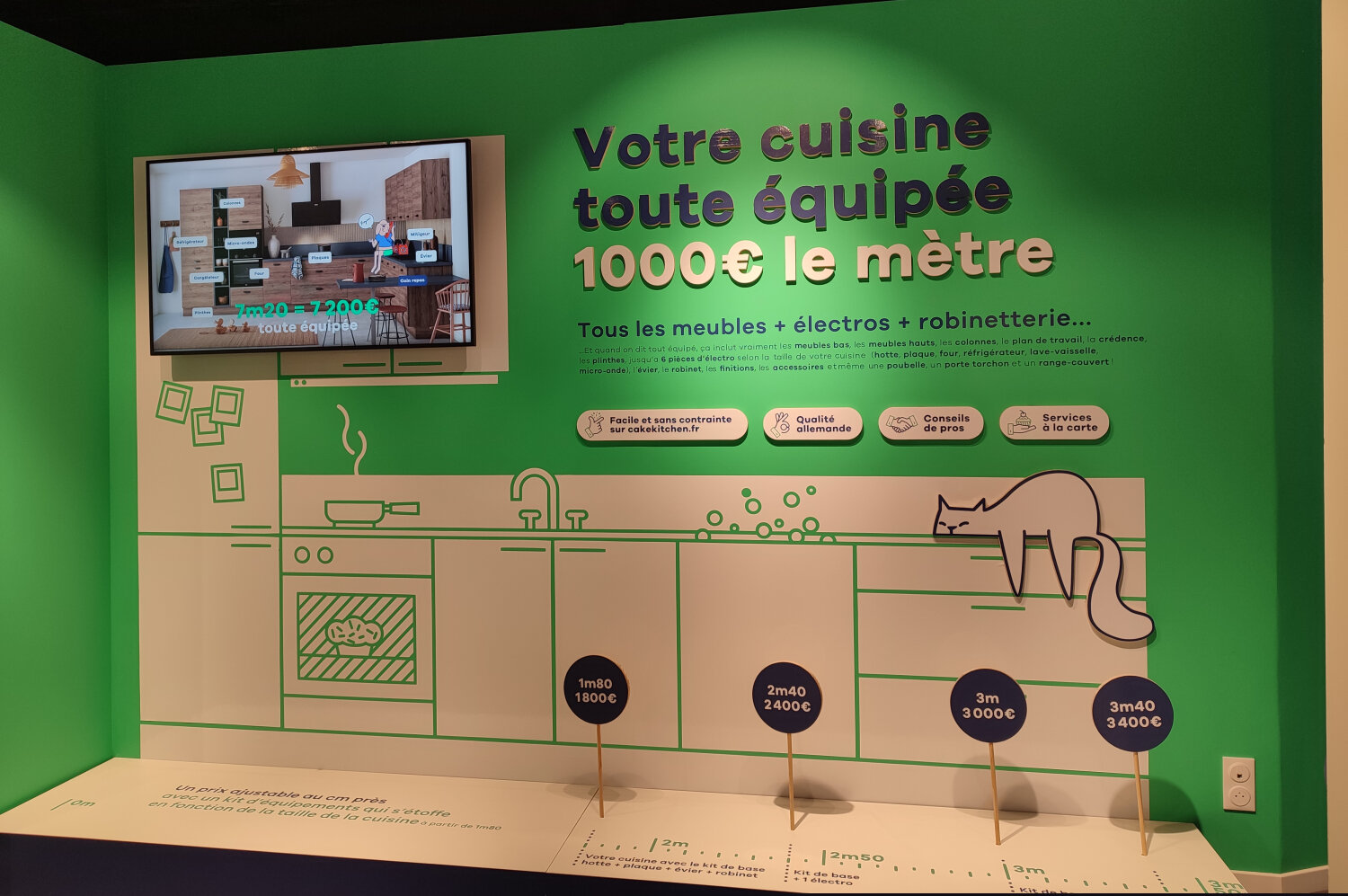 Afficher un prix au mètre linéaire de la cuisine est un gage de réassurance pour les clients potentiels. - © Républik Retail / CC
