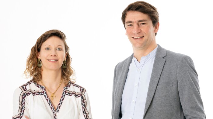 Marie-Line Nerriere et Geoffroy Libaudière, nouveaux directeurs de la marque Eram. - © D.R.