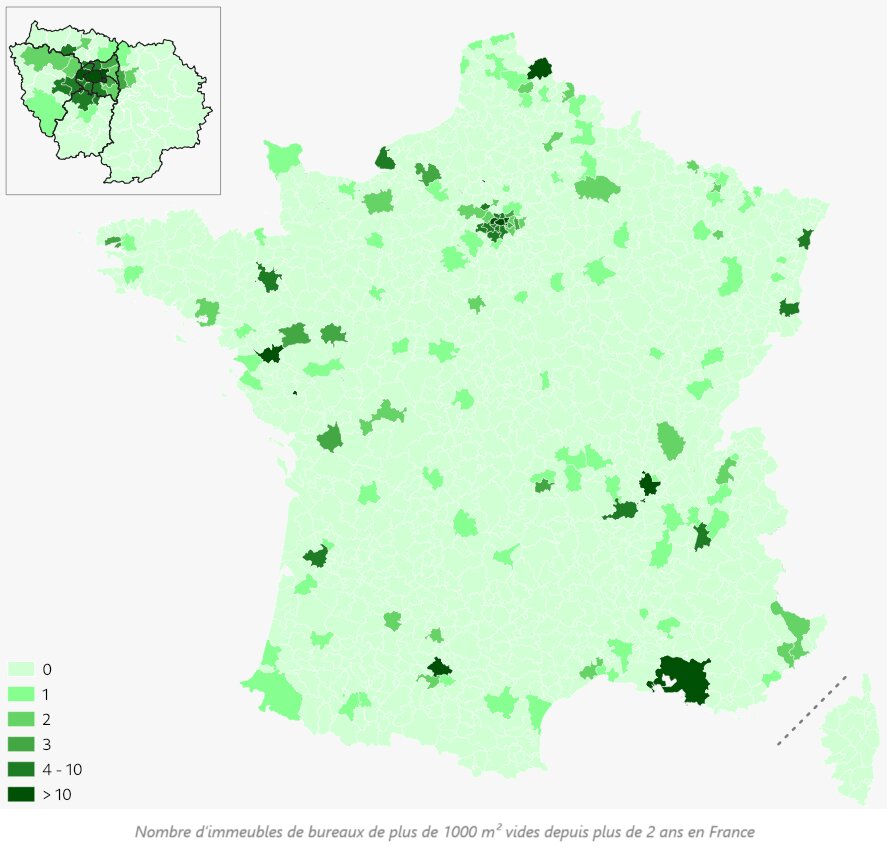 Immeubles structurellement vacants en France selon le Consortium des Bureaux en France - © Consortium des Bureaux en France