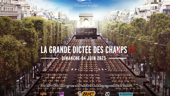 La plus célèbre avenue transformée en salle de classe pour la Grande Dictée - © ubi bene / Comité des Champs-Élysées