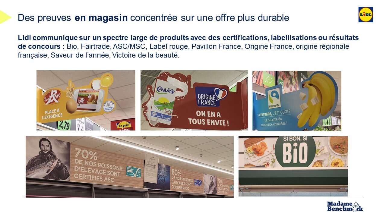 Lidl valorise un produit durable par catégorie. - © Mme Benchmark