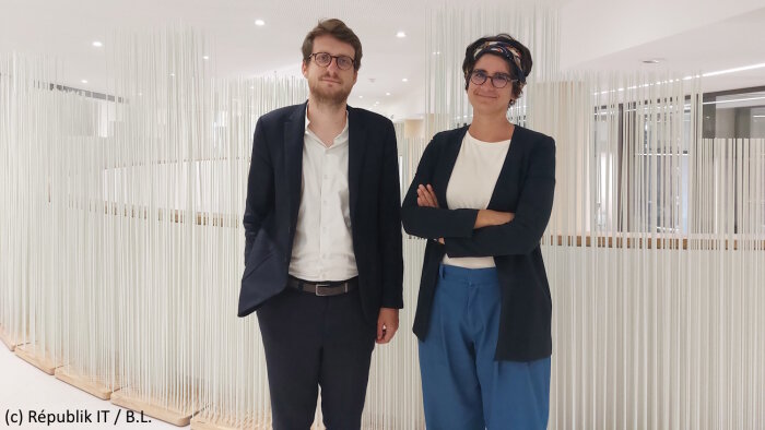 De gauche à droite : Pierre-Louis Rolle (ANCT) et Emma Ghariani (DINUM) - © Républik IT / B.L.