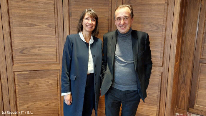 Claire Gathier-Caillaud, DRH filière SI, et Alain Voiment, CTO de la Société Générale. - © Républik IT / B.L.