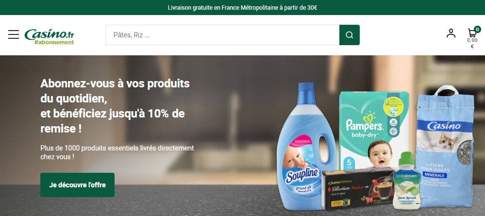 A l’instar d’Amazon ou Carrefour, Casino se lance aussi dans l’abonnement de produits PGC. - © Casino