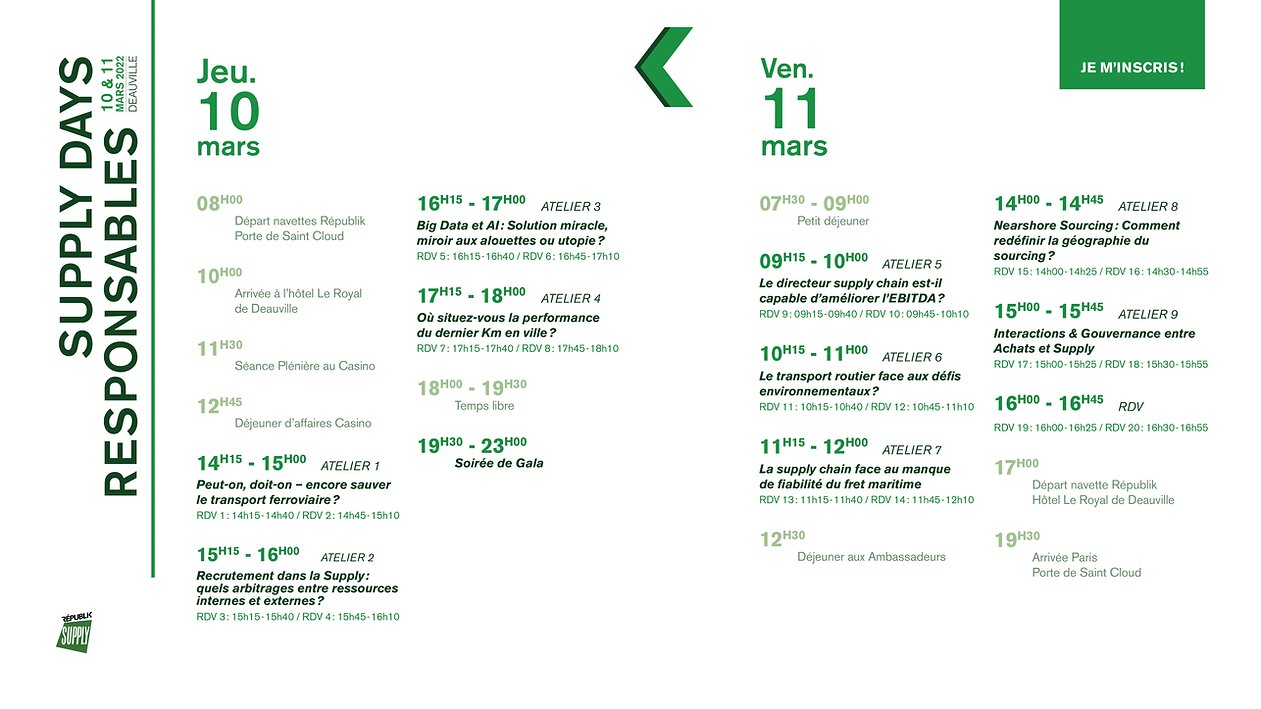 Le programme de Supply Days - © Républik