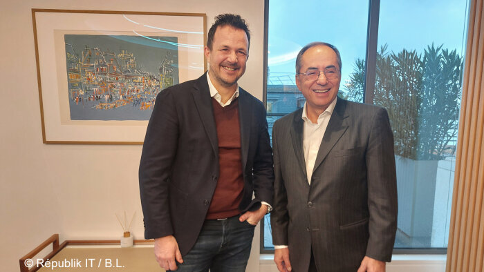 De gauche à droite : Christophe Negrier (DG Oracle France) et Bernard Gavgani (DSI BNP Paribas). - © Républik IT / B.L.