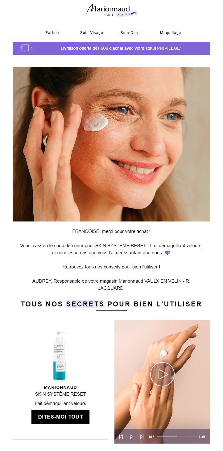 Exmeple de mail personnalisé. - © Marionnaud