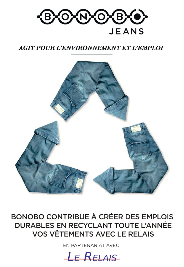 Voici une publicité datant de 2014 pour valoriser le recyclage des vêtements. - © Bonobo jeans