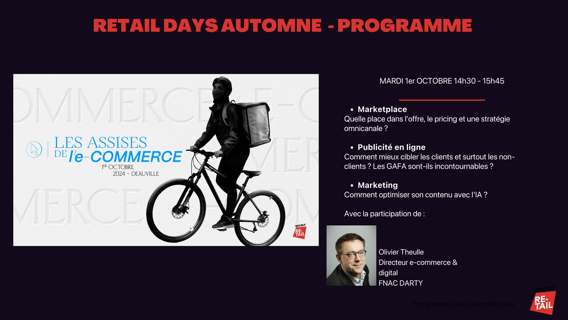 Programme des Assises E-commerce 2024. - © D.R.