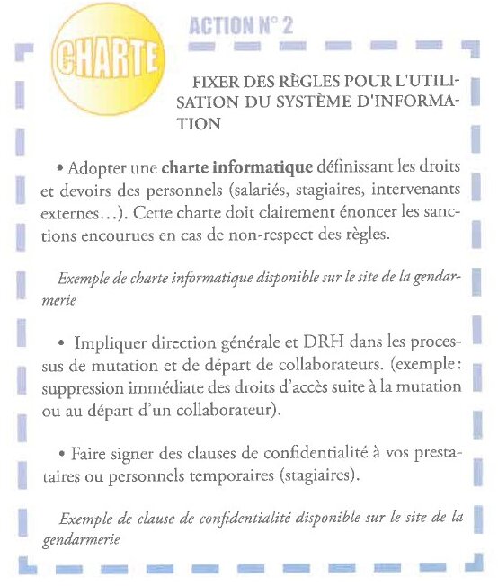 Créer une charte sur l’utilisation du système d’information est un impératif. - © Gendarmerie Nationale