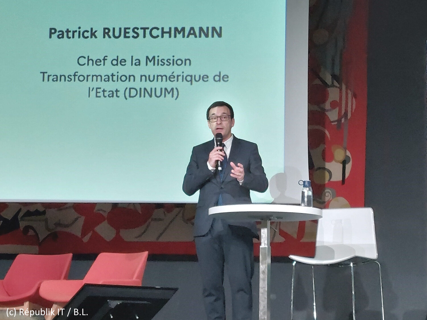 Patrick Ruestchmann, chef de la mission Transformation Numérique de l’État, a animé l’essentiel du séminaire. - © Républik IT / B.L.