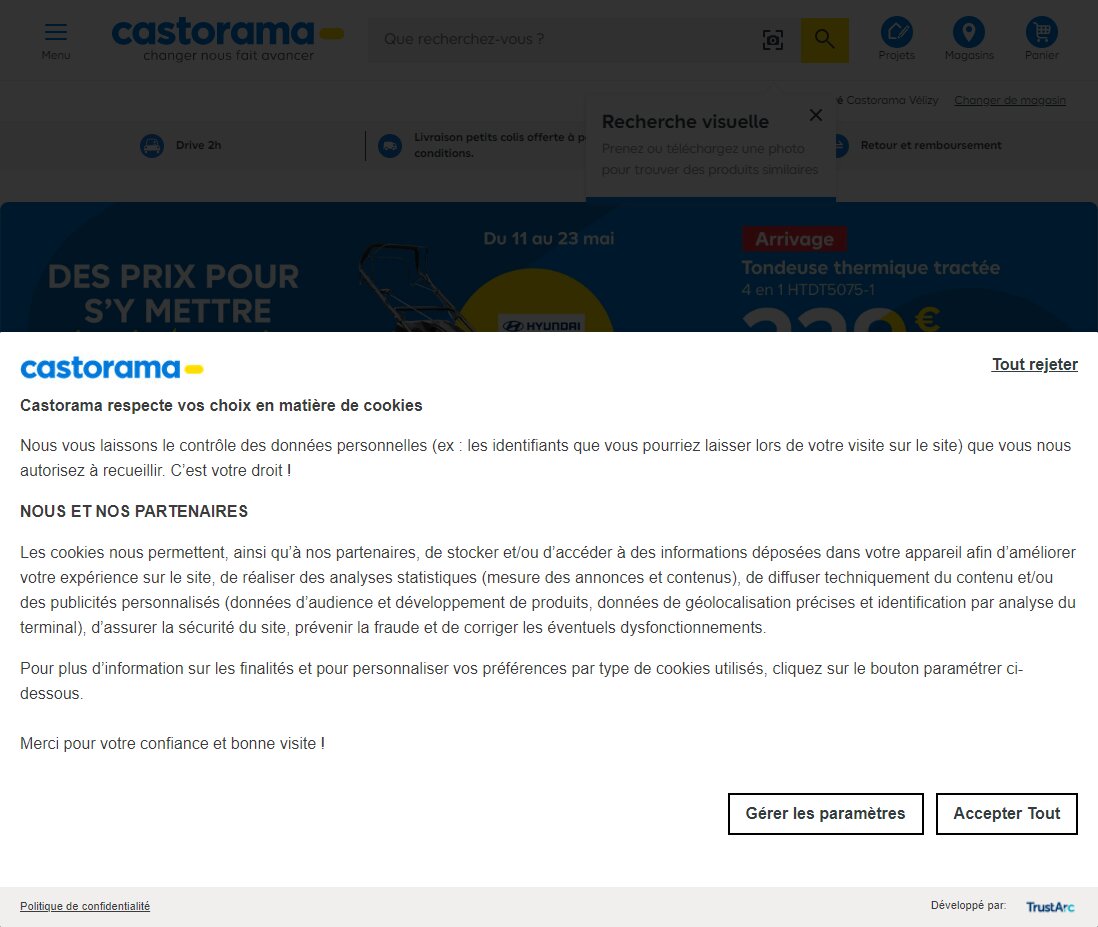 Castorama doit recueillir le consentement des internautes pour pouvoir envoyer des notifications. - © Castorama