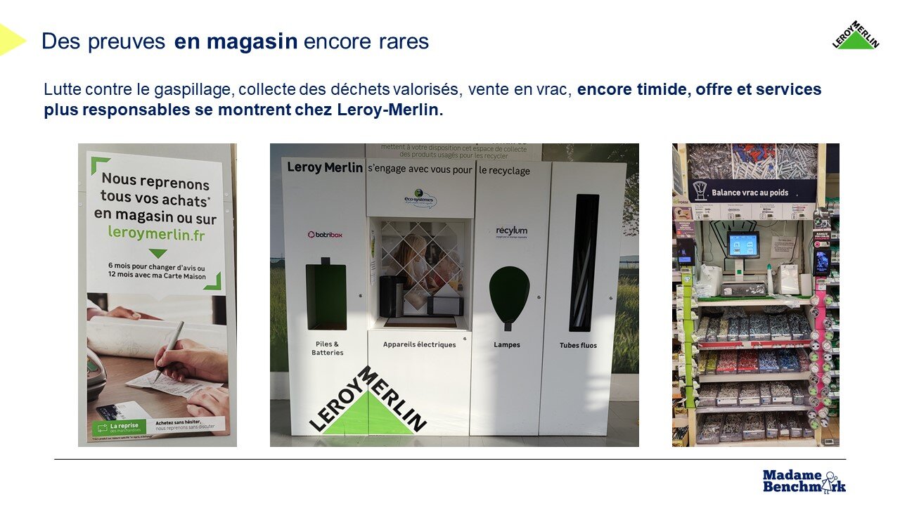Leroy Merlin a créé des meubles esthétiques pour la collecte des déchets en magasin. - © Mme Benchmark