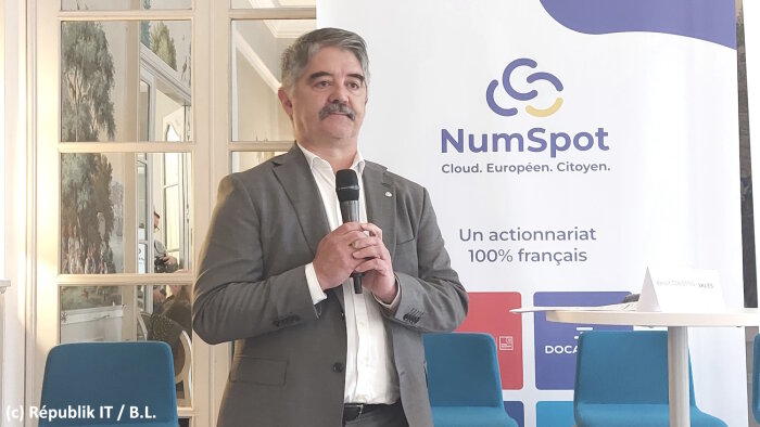 Alain Issarni, président exécutif de Numspot, lors de la conférence de presse du 29 novembre 2023. - © Républik IT / B.L.