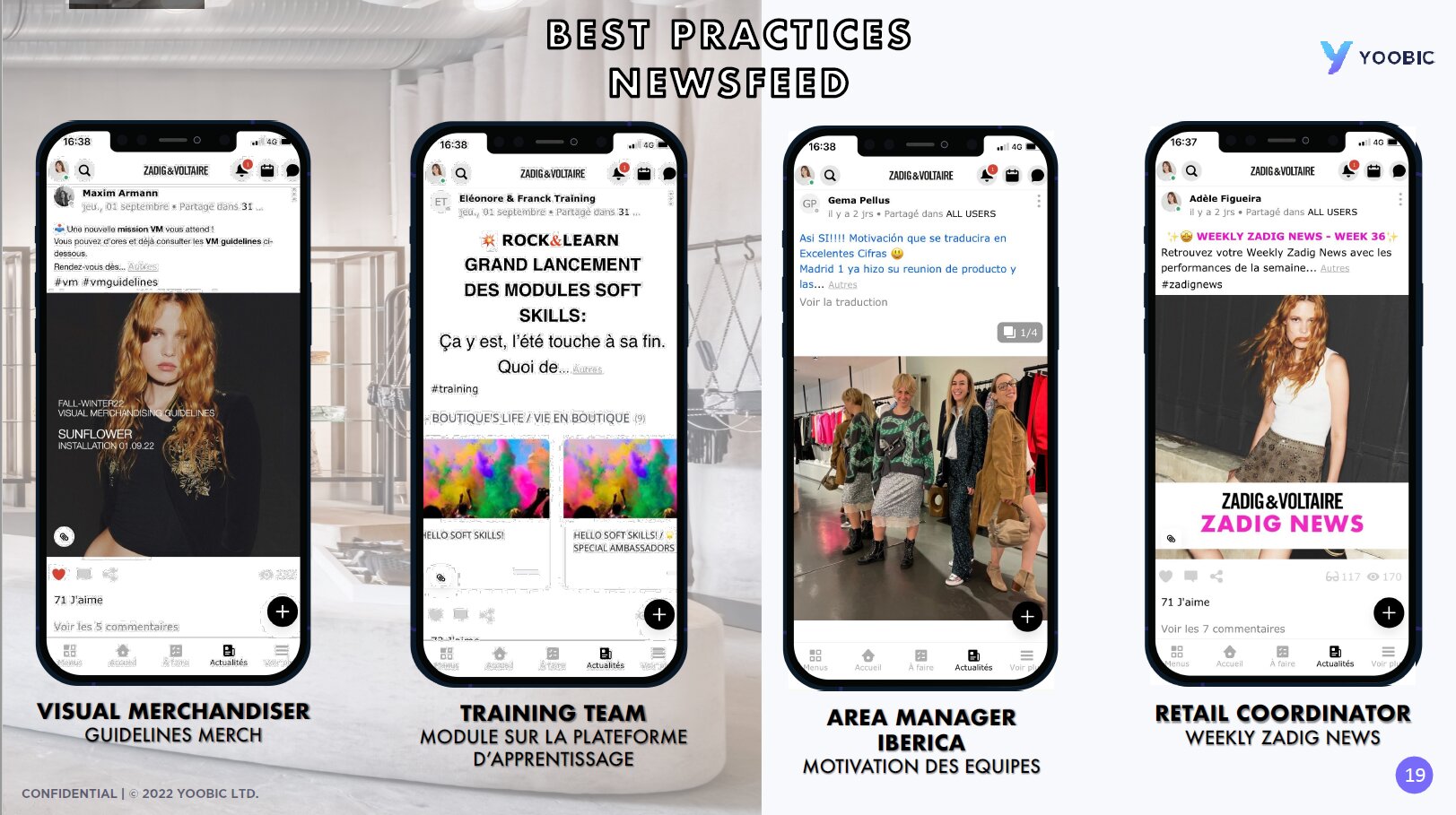 Zadig&Voltaire a entièrement personnalisé l’application Yoobic à ses couleurs. - © Yoobic