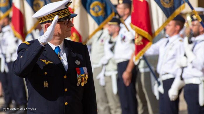 Adieu aux armes du général Didier Tisseyre le 28 août 2024 à l’Hôtel des Invalides. - © Ministère des Armées