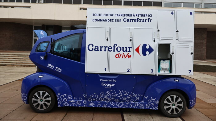 La navette, conçue par Milla, est opéré par Goggo Network pour le compte de Carrefour. - © D.R.