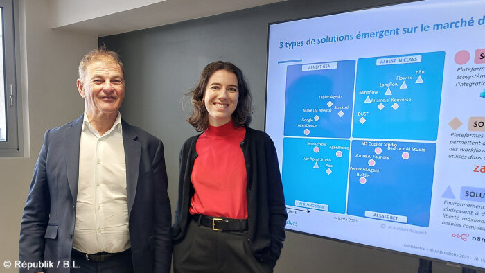 Stéphane Roder, CEO, et Pauline de Lavallade, directrice de recherche d’AI Builders. - © Républik / B.L.