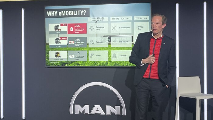 Selon les calculs de Frederik Zohm, CTO de Man Truck&Bus, l’énergie électrique est la plus efficace. - © Républik