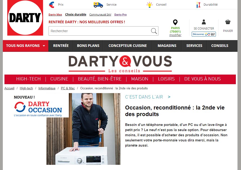 L’offre occasion sur les produits blanc a fun franc succès au sein de Darty. - © Darty