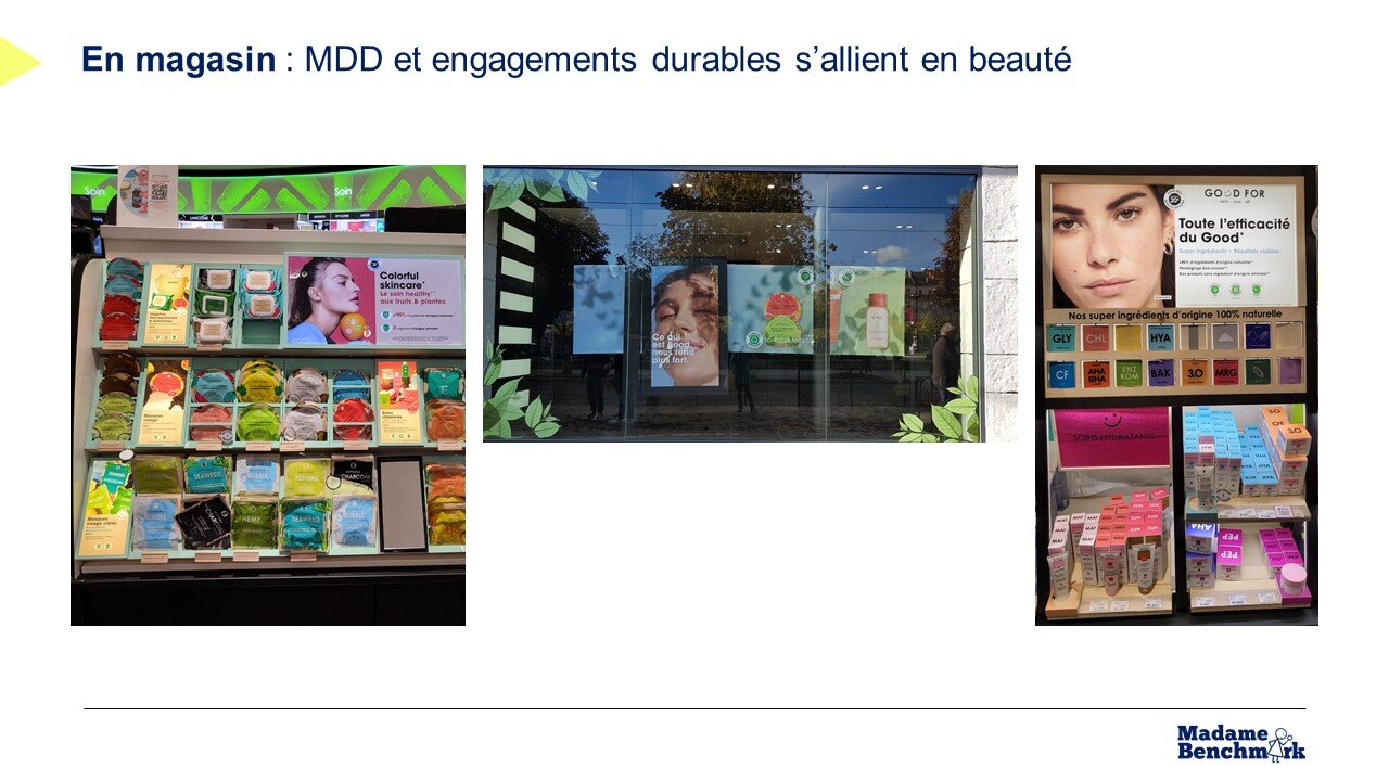 Pour la beauté, les engagements portent surtout sur la composition des produits MDD. - © Mme Benchmark