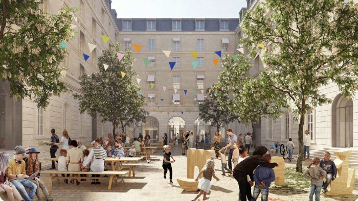 L’ancien siège de l’AP-HP reçoit jusqu’à l’été 2024 un projet d’urbanisme transitoire solidaire. - © L’Autre Image - Dominique Perrault Architecte - h2o Architectes - MBL Architectes - NDBA - Atelier Roberta - ADAGP