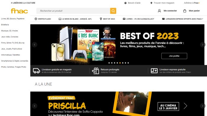 Le site Fnac a été mis à jour 1135 fois en un an. - © D.R.