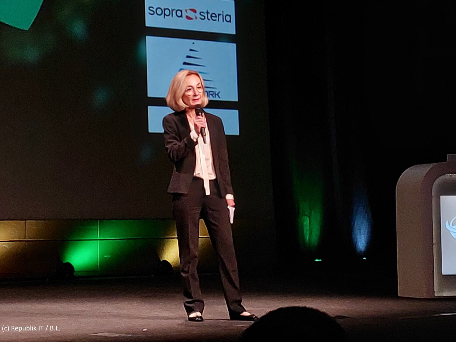 Emmanuelle Brun-Neckebrock, DGD et DAF de SAP France ainsi que présidente de la Fondation SAP France. Elle a tenu à réaffirmer les engagements de SAP en matière de numérique responsable. - © Républik IT / B.L.